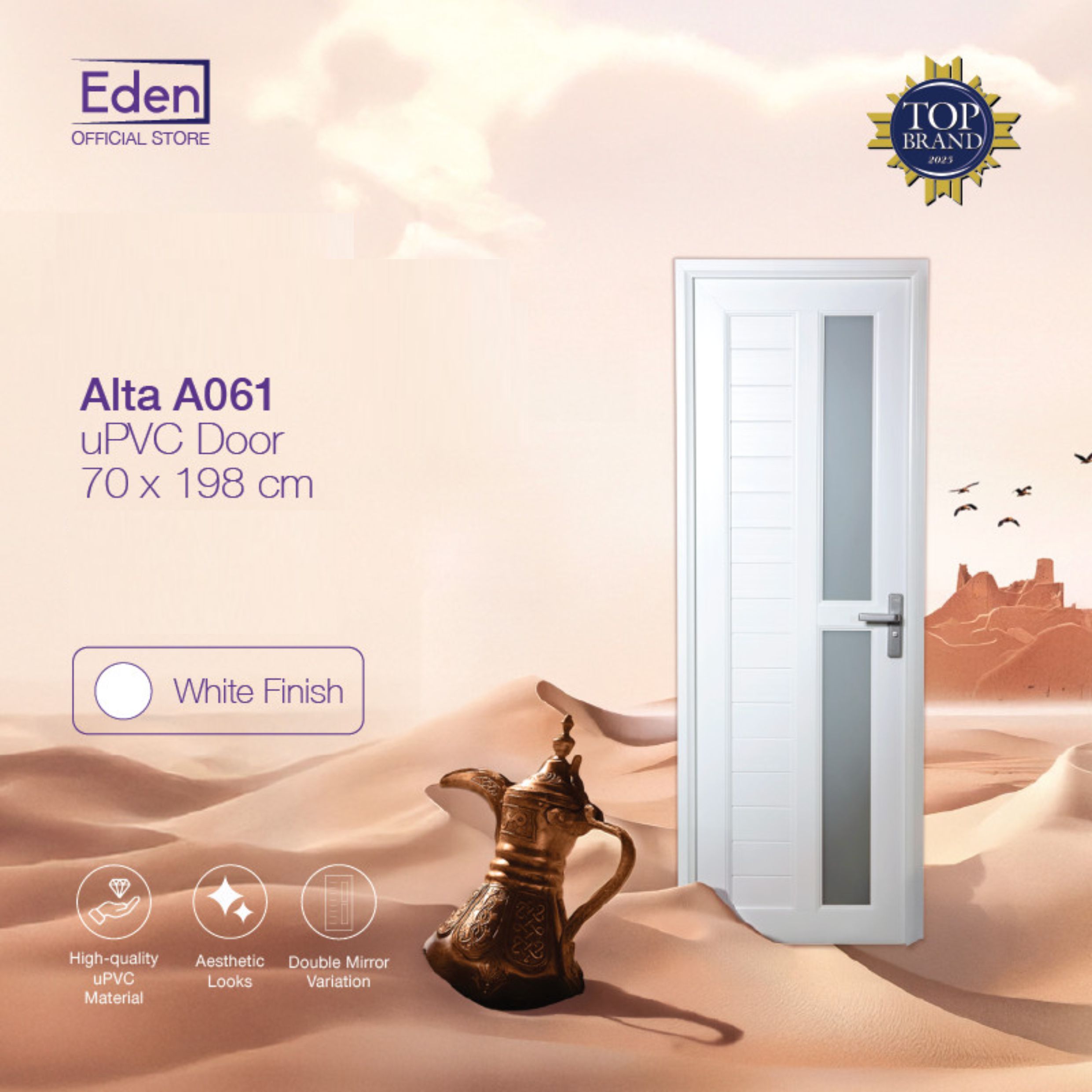 PINTU EDEN ALTA A061 UPVC WHITE KIRI